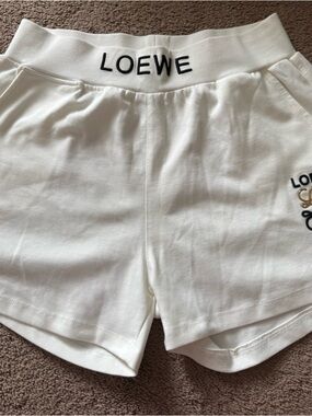 Loewe White Logo Cotton Athletic Shorts